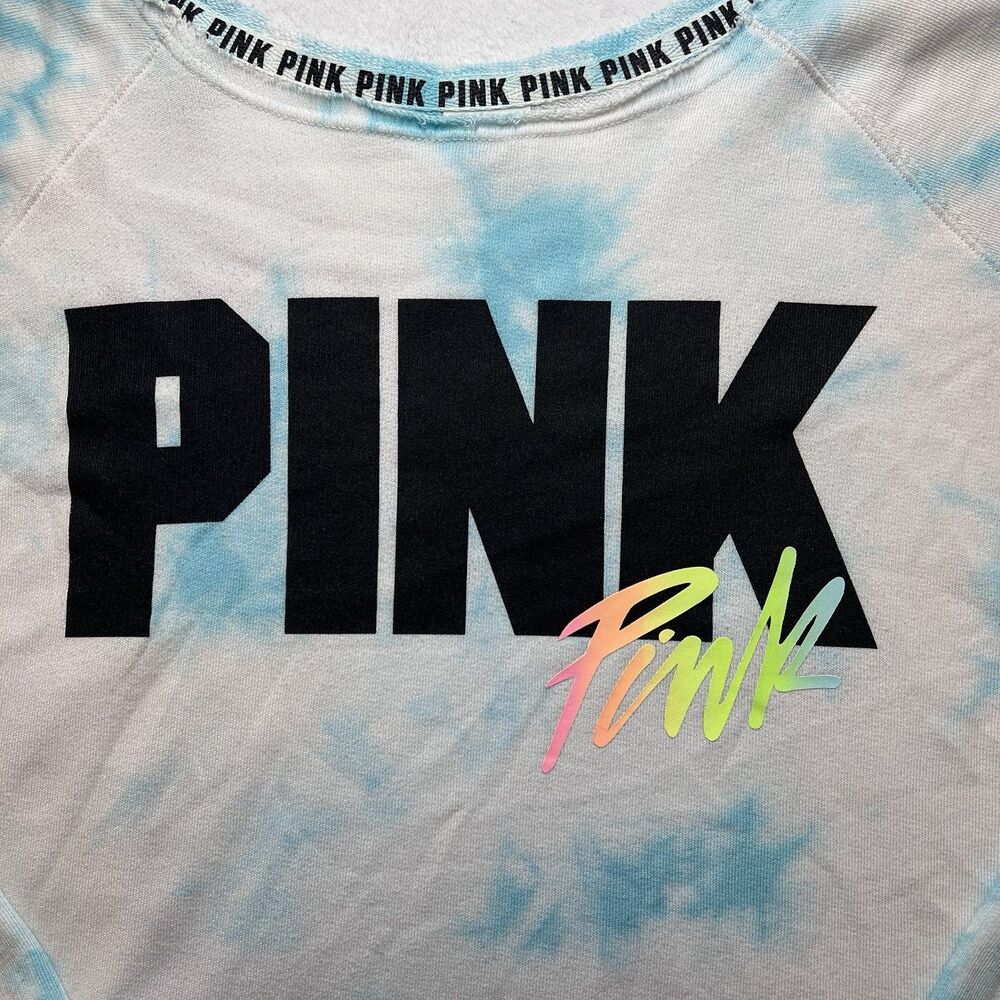 PINK By Victoria Secret Women’s Sweatshirt Boat Neck Tie-Dye Pullover Top XS - Picture 2 of 10